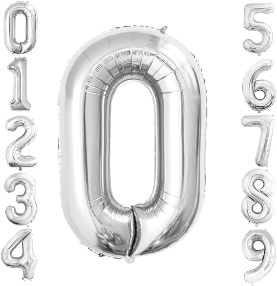 Foil Number Balloon - 0 - Silver