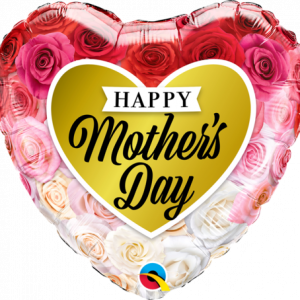 Happy Mothers Day Roses Gold Heart 18" Foil Balloon