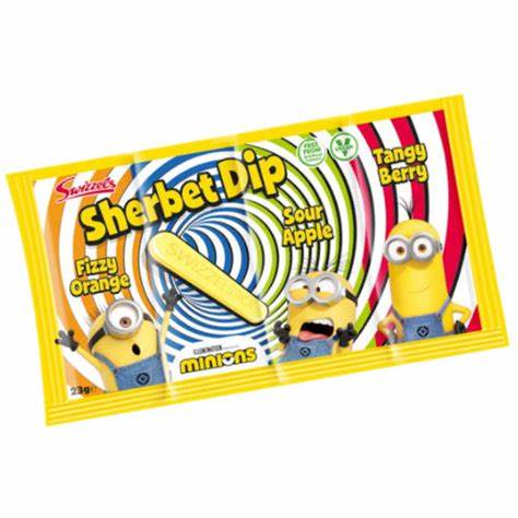 Swizzels Minions Sherbet Dips Sweets Vegan Candy Retro Kids Party Bag Fillers