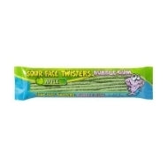 Face Twisters Green Apple Sour Bubble Gum Straws 2 oz. Tray