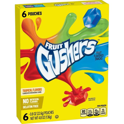 Gushers Fruit Flavored Snacks, Tropical, Gluten Free, 0.8 oz